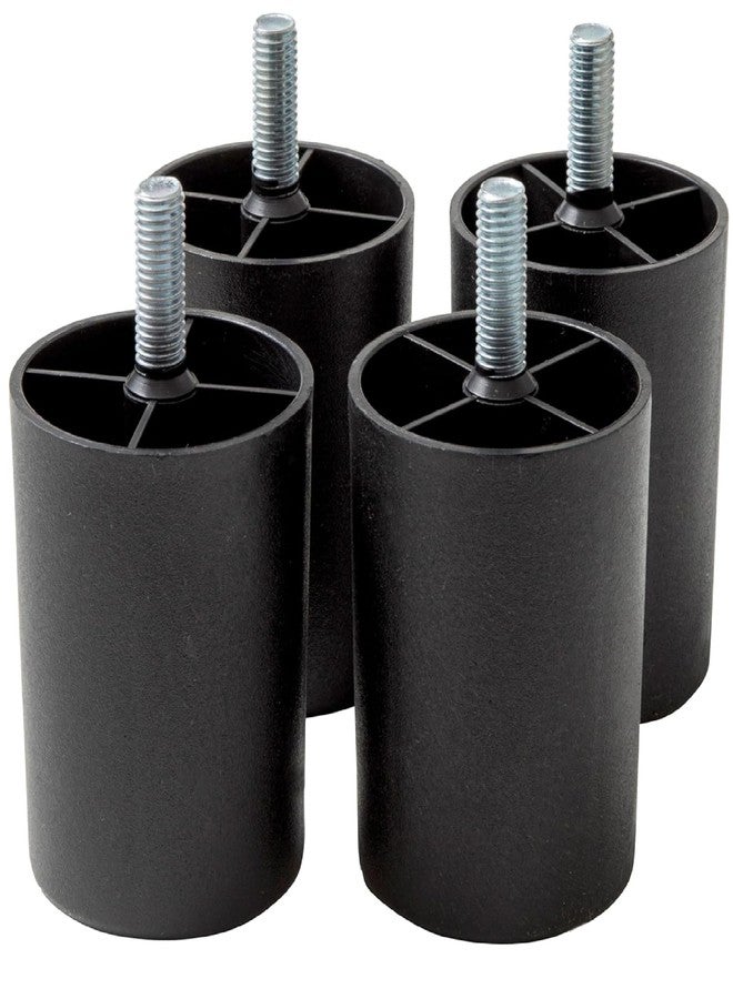 QZibeva Pack of 4 Pcs Matt Black Round Plastic Furniture Legs with M8 Bolt Assembled 4 Inches - Image 1